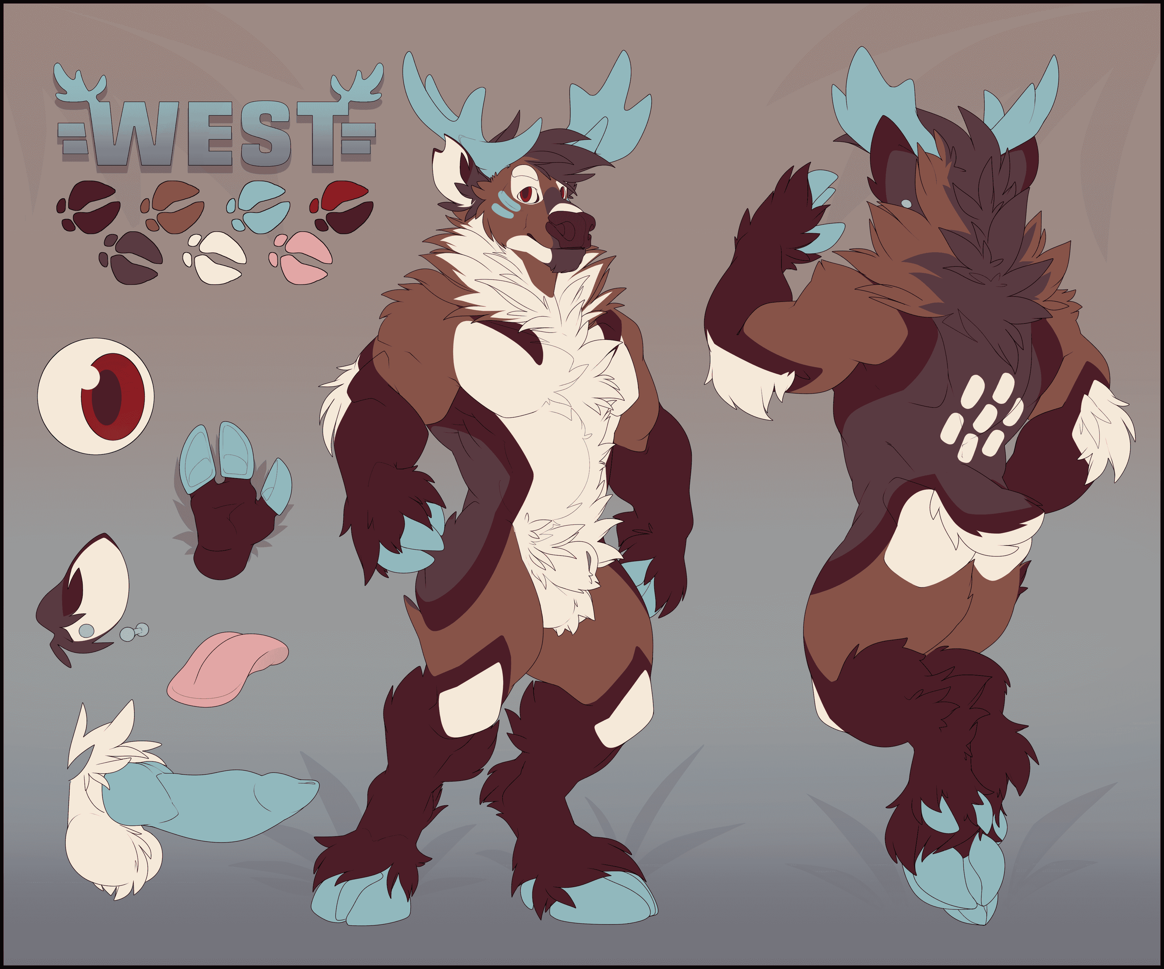 NSFW reference sheet of West the deer by NoSwift