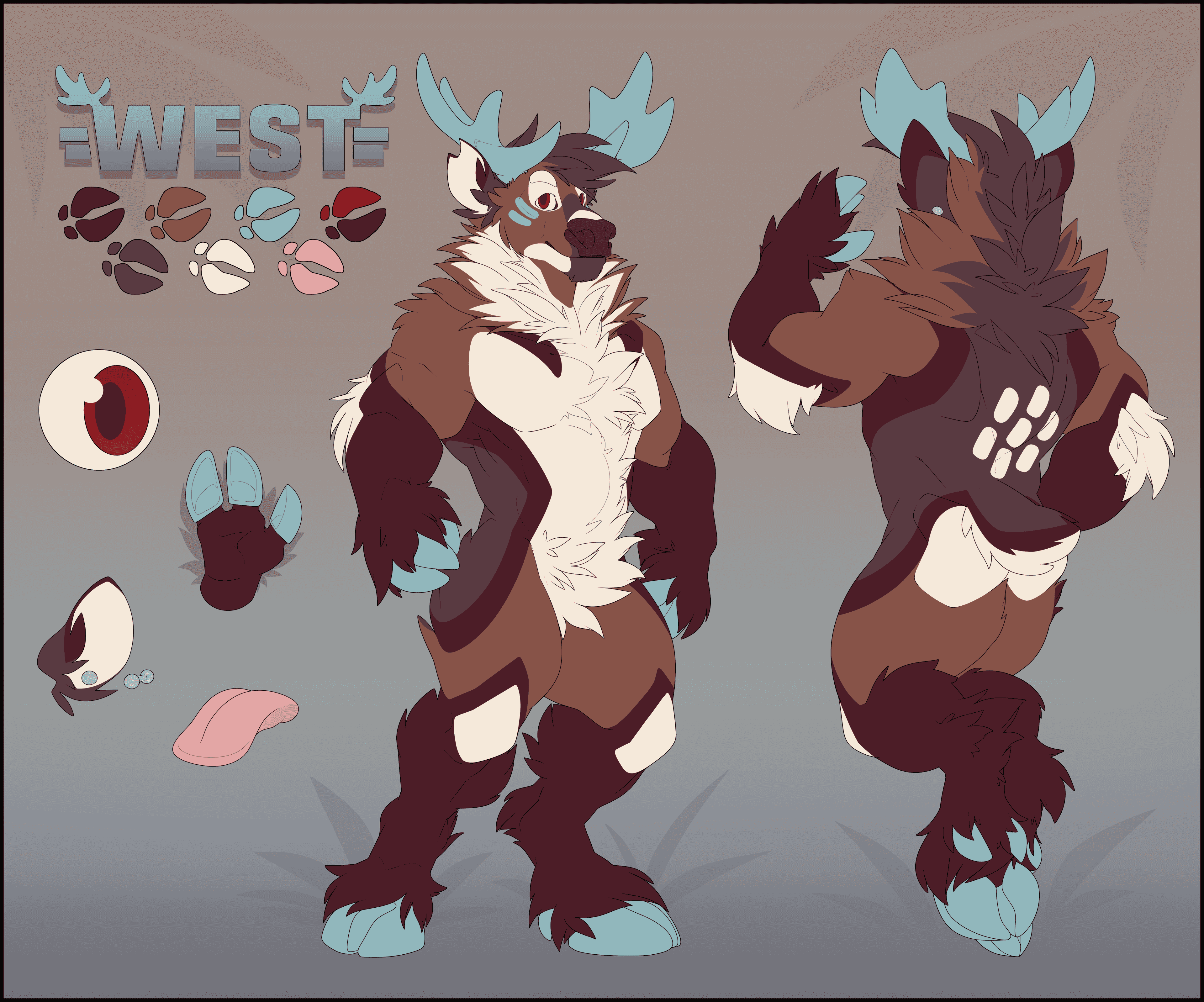 SFW reference sheet of West the deer by NoSwift