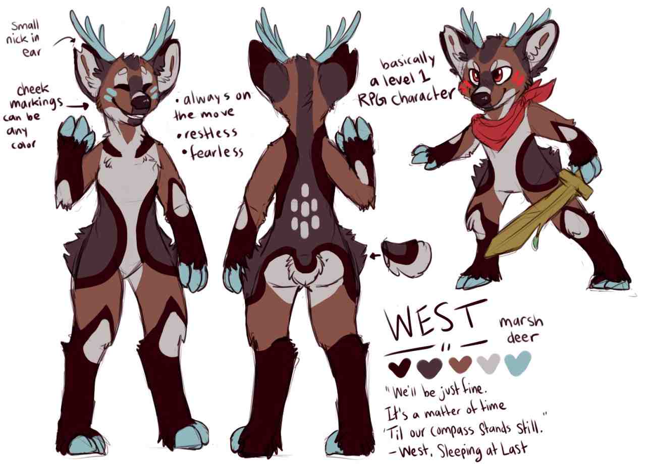 SFW reference sheet of West the deer by Shika